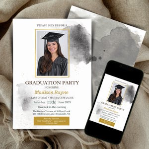 Class of 2025 Graduation Invitation Editable Grad Party Flyer Modern Graduation Announcement Digital Template Editable Preschool KU5143