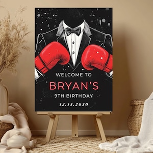 Boxing Welcome Sign Boxing Birthday Party Supplies Boxing Gloves Party Decor Fight Night Birthday Welcome Sign Boxing Party Supplies JG0403