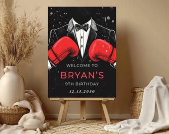 Boxing Welcome Sign Boxing Birthday Party Supplies Boxing Gloves Party Decor Fight Night Birthday Welcome Sign Boxing Party Supplies JG0403