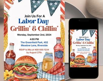 Labor Day Celebration Invitation, Bbq Invite Template, Patriotic Invitation, Labor Day Template, Labor Day Flyer, Labor Day Bbq,  FJ9599