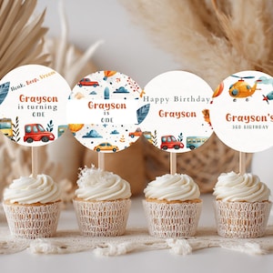 Transportation Cupcake Topper Dump Truck Birthday Boy 2nd Birthday Party Transportation Theme Construction Cake Decor Travel Cupcake NQ4341