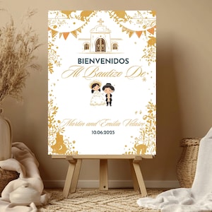Editable Charro Baptism Welcome Sign Mexican Theme Baptism Decor Digital DownloadInstant Download Charro Baptism Welcome Sign Spanish JE0422