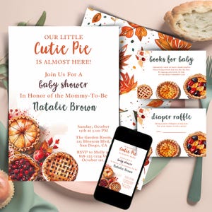 Cutie Pie Baby Shower Invitation Template Customizable Pie Baby Shower Decor Fall Baby Shower Fall Baby Shower Invite A Little Cutie JH2578
