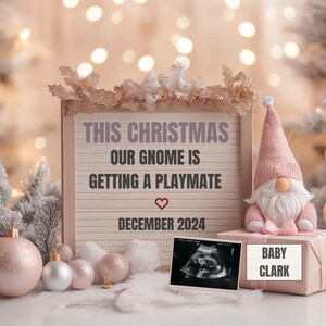 Anuncio de embarazo digital navideño con carta de "Querido Papá Noel" Plantilla de anuncio de bebé en pizarra Divertida Navidad BH0507