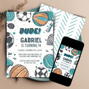 Convite de aniversário de cara, convite digital perfeito editável, convite para festa com tema esportivo, convite digital para aniversário de cara para impressão, VE2306