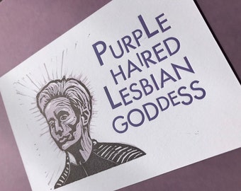 Purple Haired Lesbian Goddess print