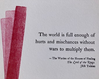 Tolkien LotR quote letterpress print