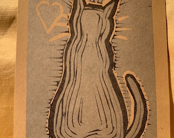 Linoblock cat print