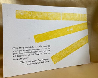 Hopeful yellow stripe letterpress print
