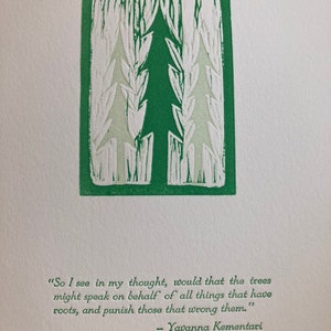 Letterpress Ent linoblock print Tolkien Silmarillion quote image 2