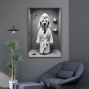Portugisischer Wasserhund Wall Art | lustige Badezimmer Dekor | Hund in Toilette Druck | humorvolles Tier Poster | druckbare Digital Download