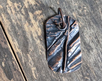 Fold formed Copper Pendant Artisan Pendant Hammer Textured Pendant