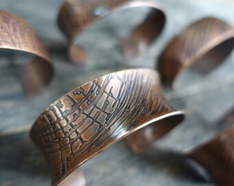 Copper Bark Textured Concave Cuff