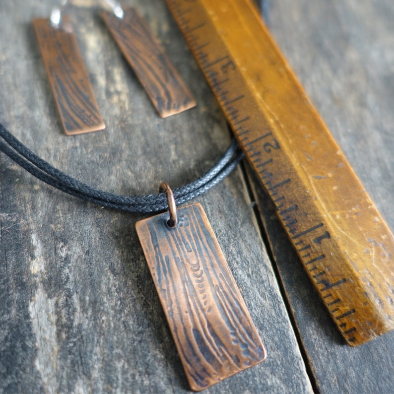 Bark Texture Copper Earrings with Sterling Silver Wires image 3