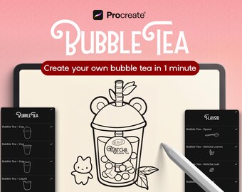 Procreate Bubble Tea Brushes: Kawaii Food & Drink Stamps (Digital Download)