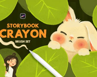 Storybook Crayon Brushes: Whimsical Sketch, Color, Texture (Digital Download)