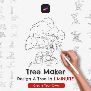 Procreate Tree Brushes, Tree Silhouette Stamp Brush Set, Procreate Nature, Landscape, Forest, Botanical Brush, Forest, fantasy stamps