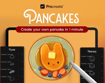 Procreate Anime Brush Stamps: Kawaii Food Stamps, Pancakes  (Digital Download)
