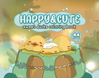 Happy Sweet Ducks Coloring Pages (44 Pages) (Digital Download)