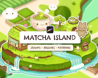 Matcha Island Procreate Stamps: Kawaii Japan Brush Set