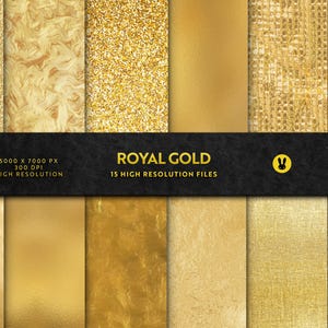 15 hochauflösende Texturen in Königsgold – Digitale Hintergründe (5000 x 7000 px, 300 dpi) für digitales Scrapbook-Papier