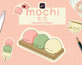 Kawaii Mochi Procreate Stempelpinsel Set – süße japanische Stempel