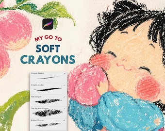 Sticky Wax - Soft Crayon Brushes – Procreate Paper Texture, Chalk Brushes (Digital Download)
