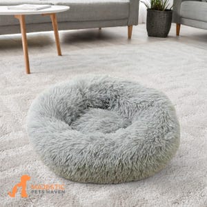 Fluffy Round Cat Bed, Cat Nest, Calming Soft Plush Donut Pet Bed, Calming Cat Cave, Soft Cat Bed, Cat House, Dog Sofa Bed, Pet Lounger,