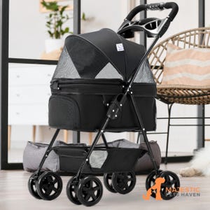 Folding Pet Stroller With Detachable Carrier, Foldable 2-in-1 pet carrier, Dog Pram, Cat Stroller, Dog Carrier With Wheels, Dog Stroller,