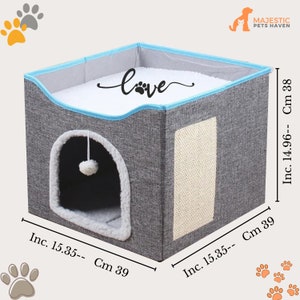 Cat Bed For Indoor, Large Cat House with Fluffy Ball Hanging, Kitten Shelter With Warm Plush Bed, Pet spot, Pet House. image 7
