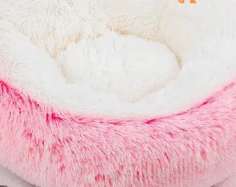 Fluffy Round Cat Bed, Calming Soft Plush Donut Pet Bed, Self Warming For Small Dogs Kittens, Calming Cat Pet Supplies