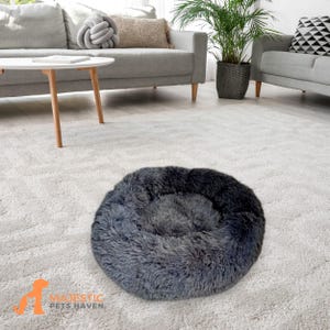 Fluffy Round Cat Bed, Cat Nest, Calming Soft Plush Donut Pet Bed, Calming Cat Cave, Soft Cat Bed, Cat House, Dog Sofa Bed, Pet Lounger,