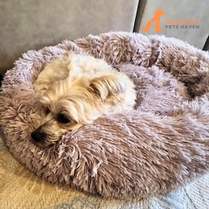 Fluffy Round Cat Bed, Cat Nest, Calming Soft Plush Donut Pet Bed, Calming Cat Cave, Calming Cat Pet Supplies, Soft Cat Bed, Cat House,