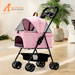 Folding Pet Stroller With Detachable Carrier, Foldable 2-in-1 pet carrier, Dog Pram, Cat Stroller, Dog Carrier With Wheels, Dog Stroller,