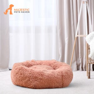 Fluffy Round Cat Bed, Cat Nest, Calming Soft Plush Donut Pet Bed, Calming Cat Cave, Soft Cat Bed, Cat House, Dog Sofa Bed, Pet Lounger,