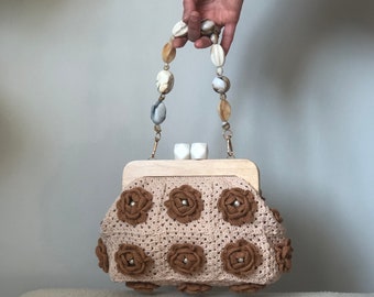 Handmade Flower Patterned Crochet Bag, Grandma Square Motif Hand and Shoulder Bag, Mother's Day Gift