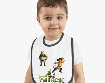 Custom Baby Bib, Baby bibs, Shrek Baby Contrast Trim Jersey Bib, handmade, funny baby bibs,