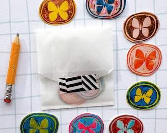 Moth or Butterfly illustration Sticker, 8 in a pack, by Robayre