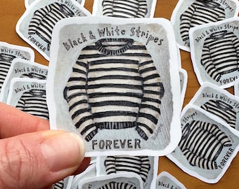 Black and White Striped Sweater Sticker - Handmade Matte Vinyl by Robayre