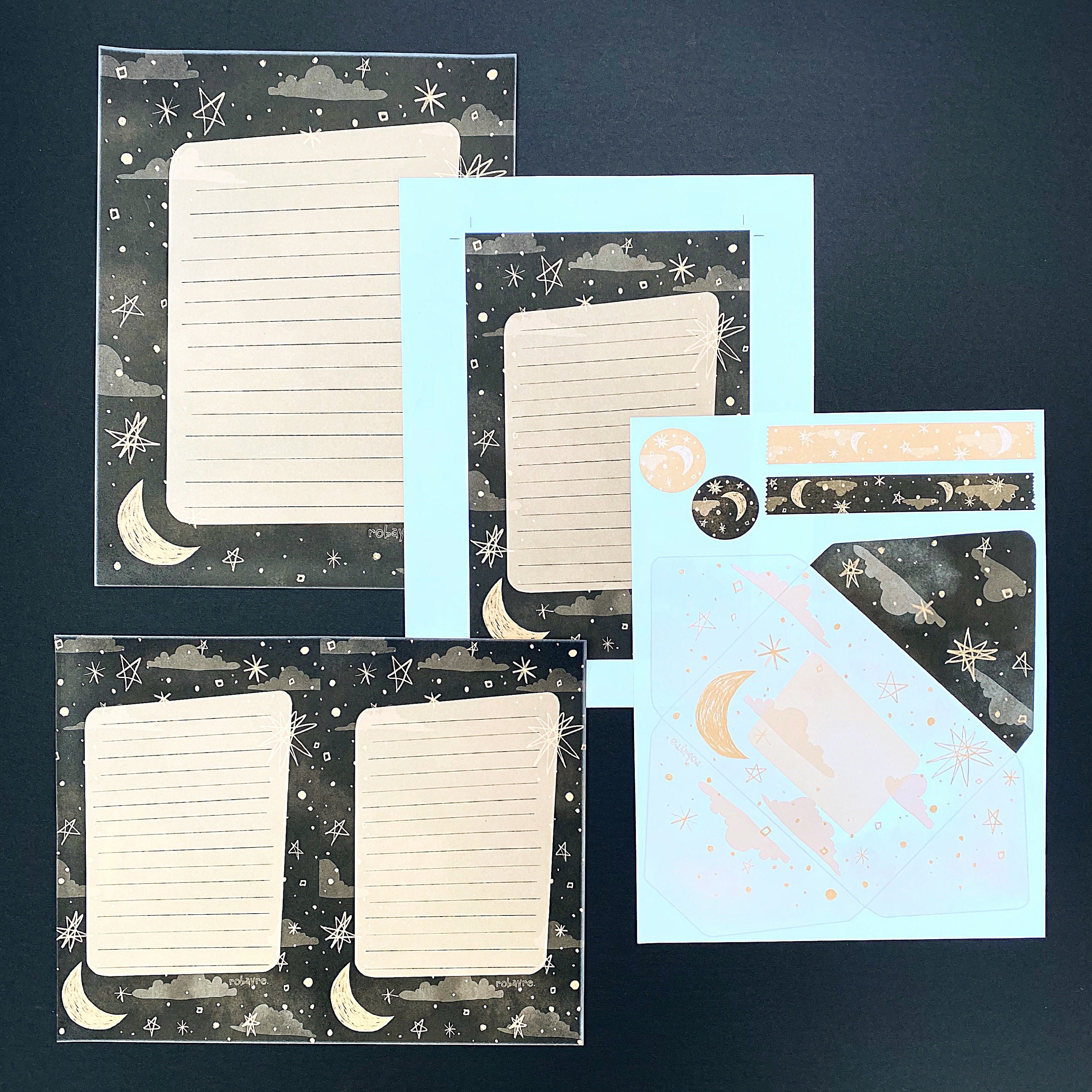 Printable Download Paper Moon stationery lined note paper PDF | Etsy