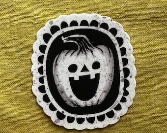 Jack-o-lantern sticker vinyl decal diecut Halloween pumpkin robayre