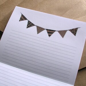 Bunting Flag Stationery Set Brown Black image 2