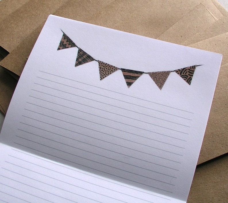 Bunting Flag Stationery Set Brown Black image 2