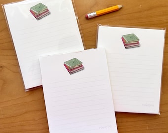 Lined Book Stack Notepad, watercolor illustration by Robayre