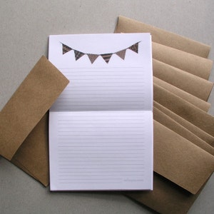 Bunting Flag Stationery Set Brown Black image 1