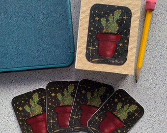 Prickly Pear Cactus Sticker: Starry Sky Vinyl Decal (3 x 2.125 inch) by Robayre