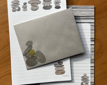 Watercolor Cairn letter writing paper and envelope set kit by Robayre