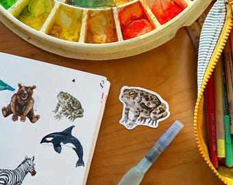 Watercolor Toad Sticker: Handmade Matte Vinyl Cut by Robayre
