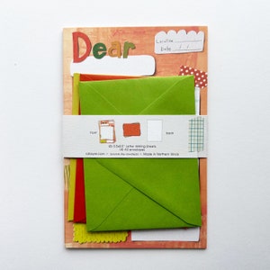 Stationery letter writing paper and envelope set by Robayre orange and green template image 3