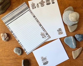 Printable Download Beach Rock Cairn Dunes stationery lined note paper PDF for download